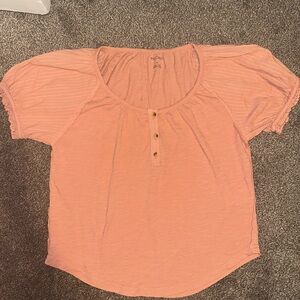Pilcro Coral Blouse with Button Accents